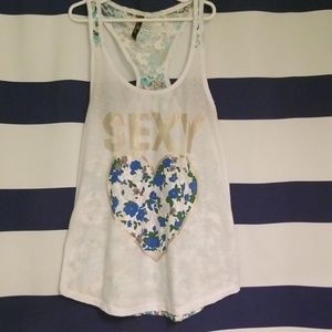 Sexy flower lace tank top